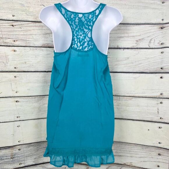 Aéropostale S Teal Blue Lace Front Tank Top - Picture 4 of 7